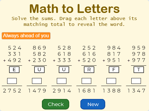 Lesson 416 – Math to Letters Image
